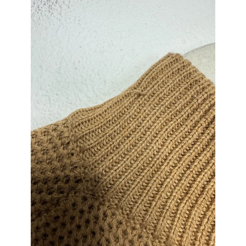 J.Crew XL Cotton Honeycomb Knit Half-Zip Heather Acorn Pullover Long Sleeve